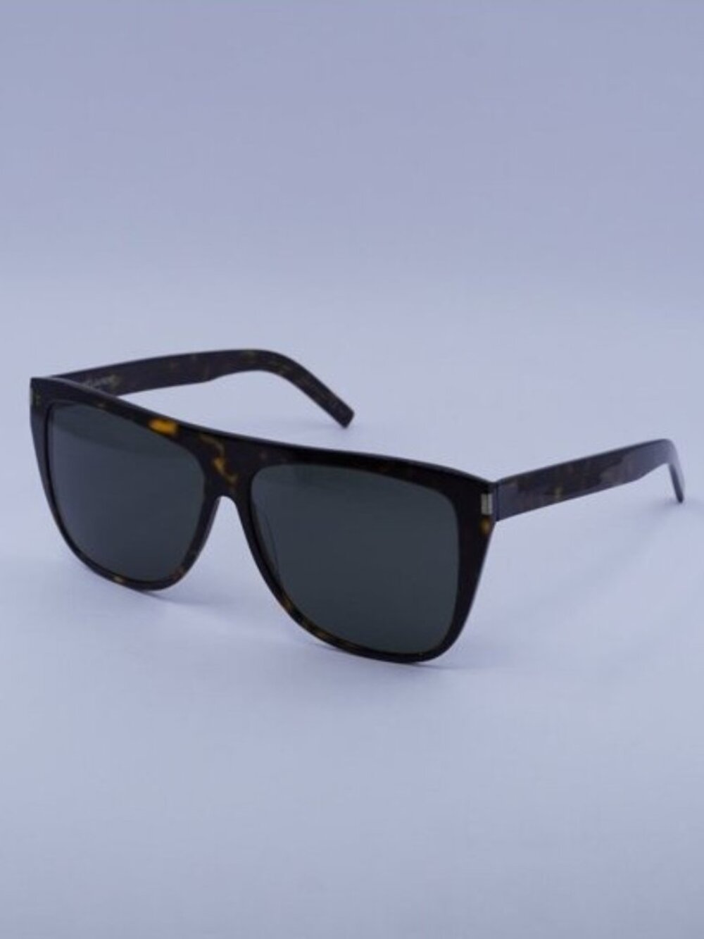 Saint Laurent SL 1 SLIM 002 Sunglasses Havana Square Frame, Grey Lenses